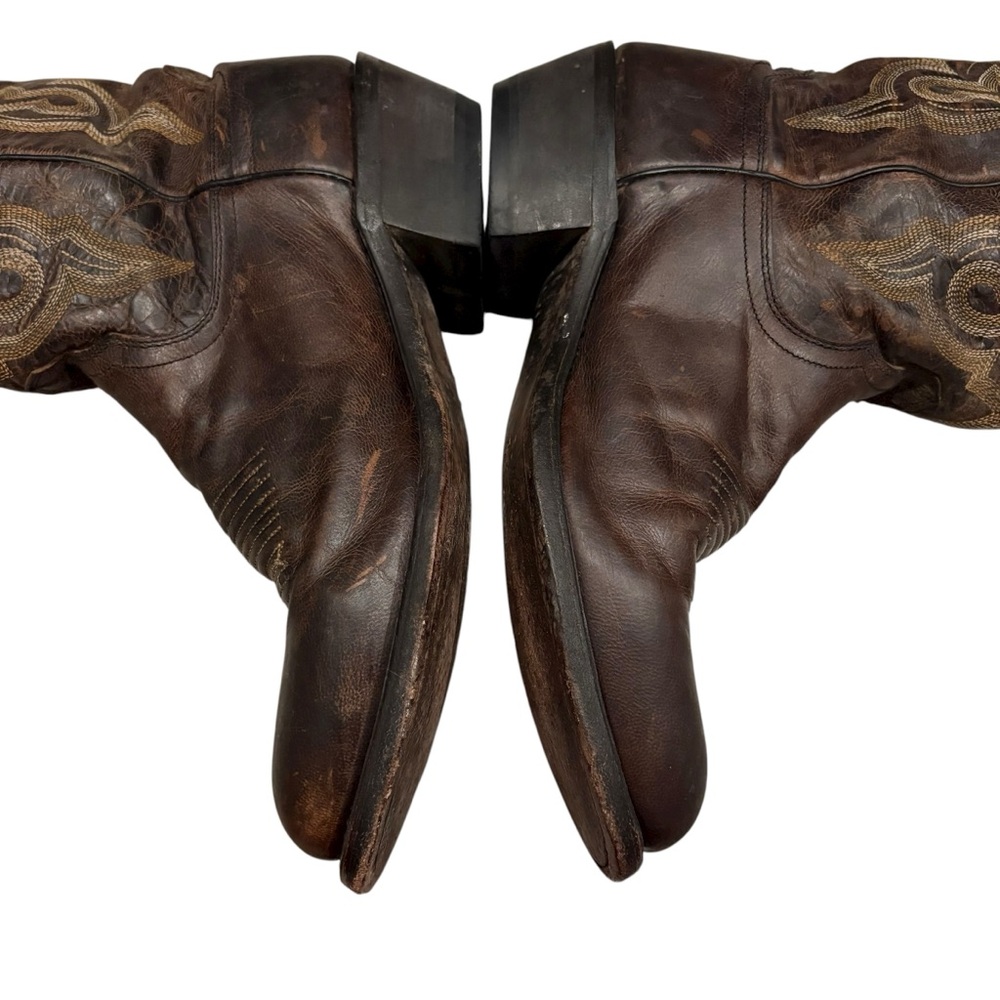 Lucchese Brown Leather Western Cowboy Boots, Sz 9D - Picture 10 of 16